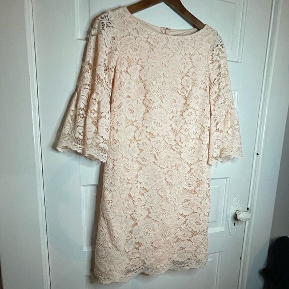Vince Camuto Lace Sleeve Dress w/ Concealed Back Zipper - Picture 7 of 11